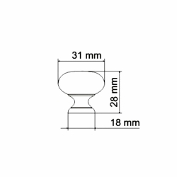 Gałka meblowa 31x28mm , uchwyt meblowy metalowy STAL SZLIFOWANA  / GN1307 / CENA  1 sztuki